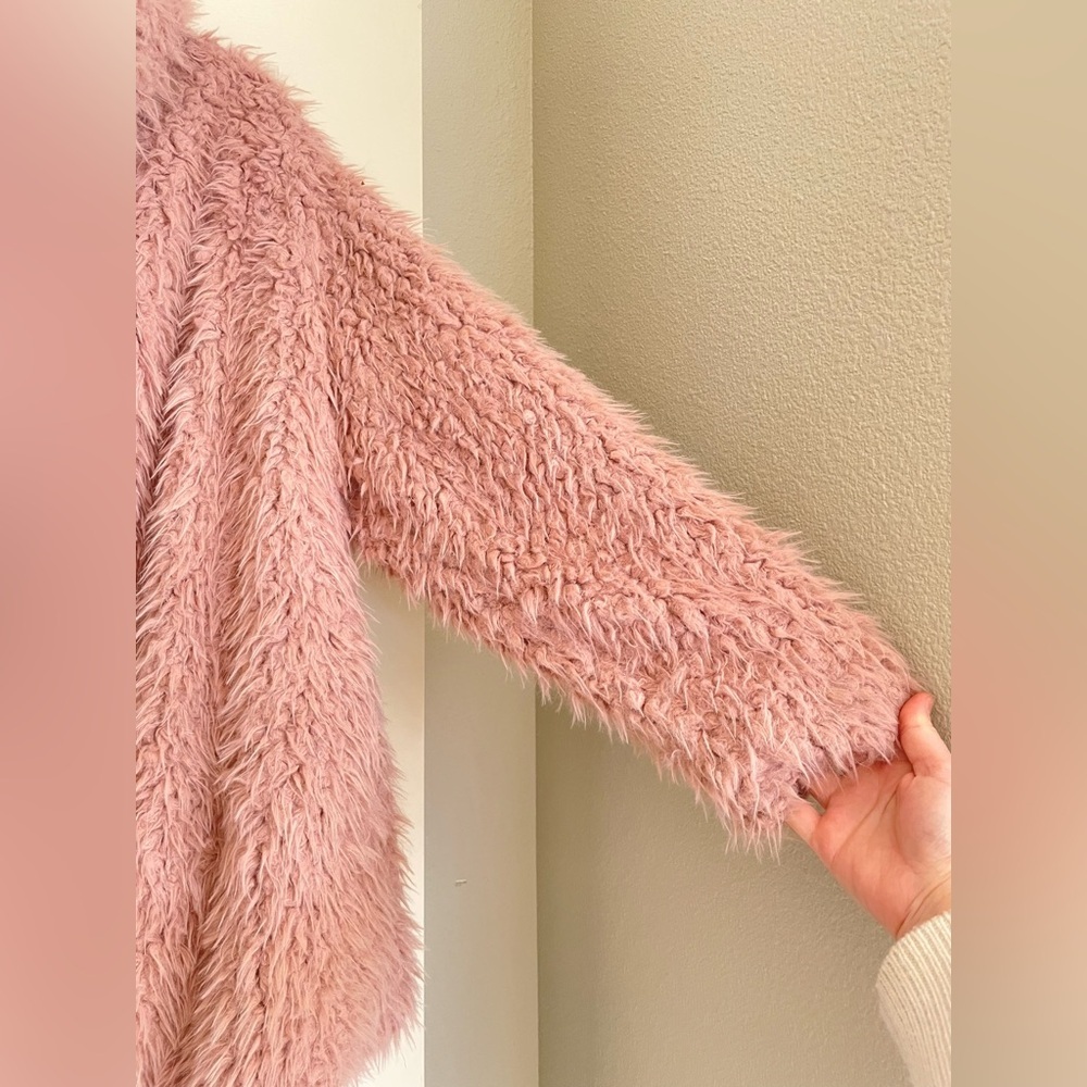 Torrid Sherpa Drape Front Jacket Mauve Pink 1X 14-16 Fluffy Cozy Neutral Rave - Picture 4 of 13